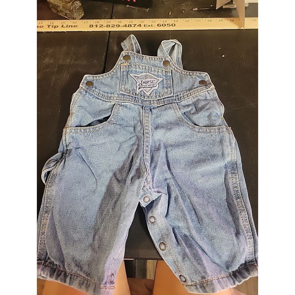 Baby Infant 3 Months Guess Overalls USA 80s Blue Denim Excellent